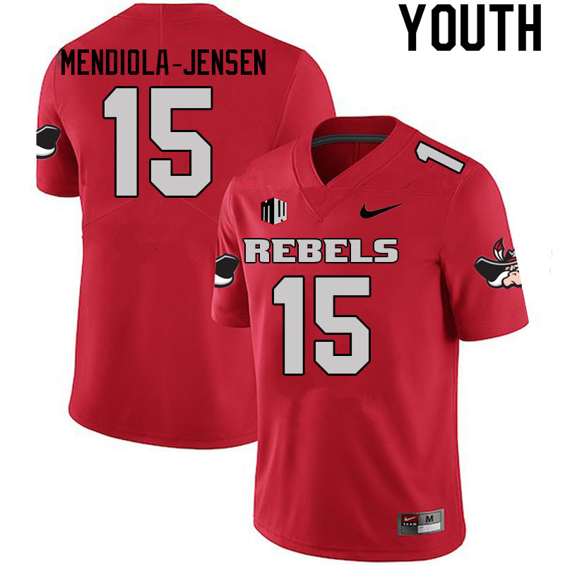 Youth #15 Kilinahe Mendiola-Jensen UNLV Rebels College Football Jerseys Sale-Scarlet - Click Image to Close